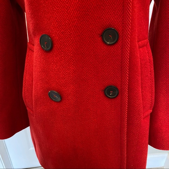 Akris Punto red wool/angora double breasted pea coat - Picture 4 of 9